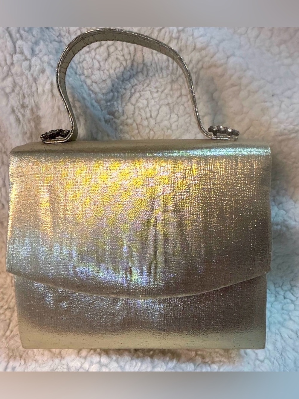 Vintage Sasha Metallic Gold Evening Top-Handle Bag